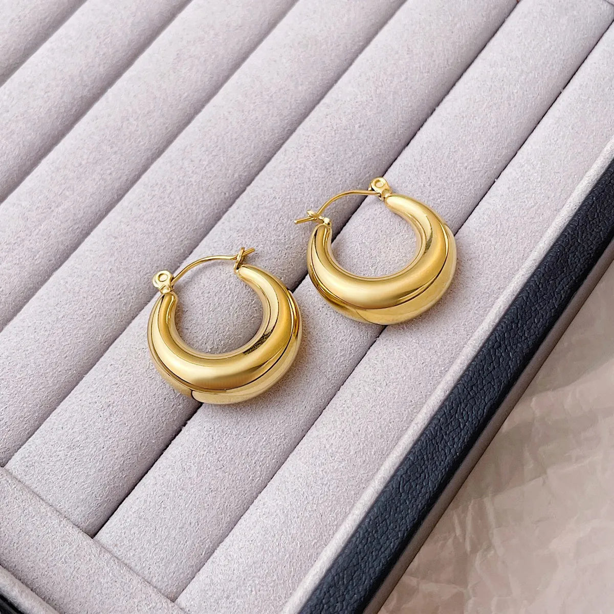 1 Pair Elegant Retro U Shape Stainless Steel Plating Earrings