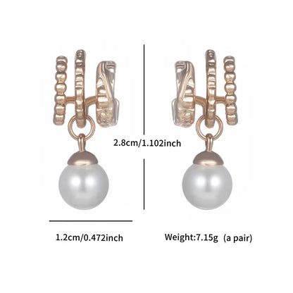 1 Pair Elegant Retro XUPING Geometric Bow Knot Inlay Copper Artificial Gemstones Pearl 18K Gold Plated Drop Earrings Ear Studs