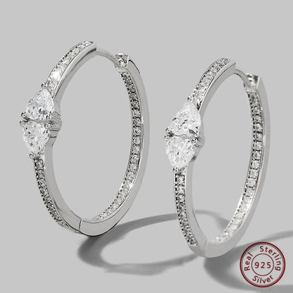 1 Pair Elegant Romantic Circle Plating Inlay Sterling Silver Zircon 14k Gold Plated White Gold Plated Hoop Earrings