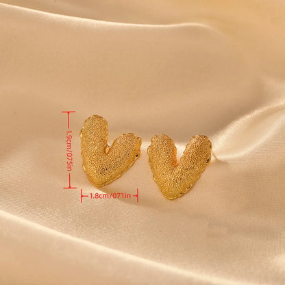 1 Pair Elegant Romantic Heart Shape Copper 18K Gold Plated Ear Studs