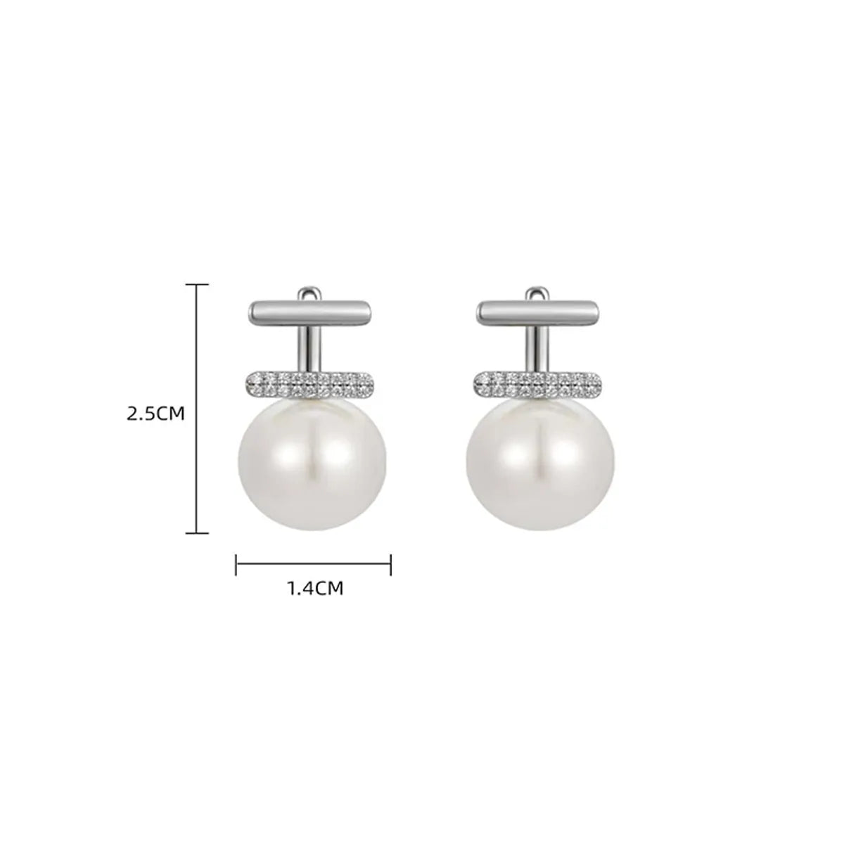 1 Pair Elegant Romantic Korean Style Round Plating Inlay Copper Pearl Silver Plated Ear Studs