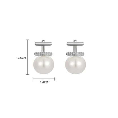 1 Pair Elegant Romantic Korean Style Round Plating Inlay Copper Pearl Silver Plated Ear Studs