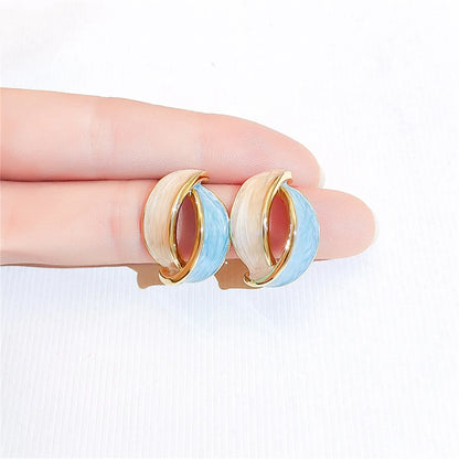 1 Pair Elegant Romantic Marine Style Color Block Enamel 304 Stainless Steel 18K Gold Plated Ear Studs