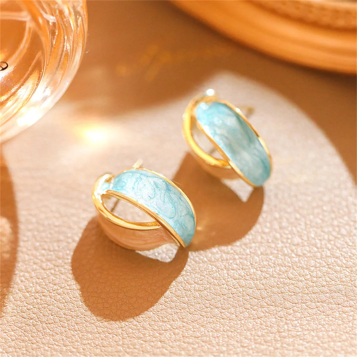 1 Pair Elegant Romantic Marine Style Color Block Enamel 304 Stainless Steel 18K Gold Plated Ear Studs