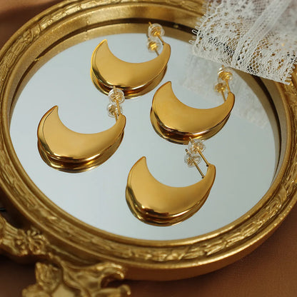 1 Pair Elegant Romantic Moon Plating Titanium Steel 18k Gold Plated Ear Studs