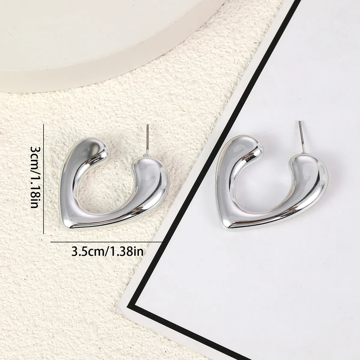 1 Pair Elegant Romantic Sweet Heart Shape Copper Ear Studs