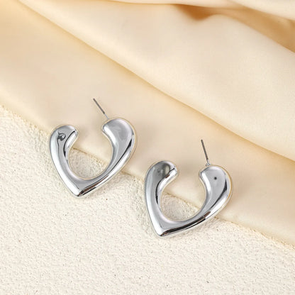 1 Pair Elegant Romantic Sweet Heart Shape Copper Ear Studs