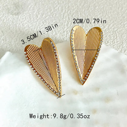 1 Pair Elegant Romantic Sweet Heart Shape Plating Stainless Steel Gold Plated Ear Studs