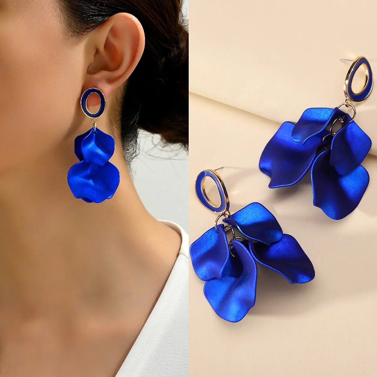 1 Pair Elegant Romantic Sweet Petal Spray Paint Painted Inlay Zinc Alloy Acrylic Dangling Earrings