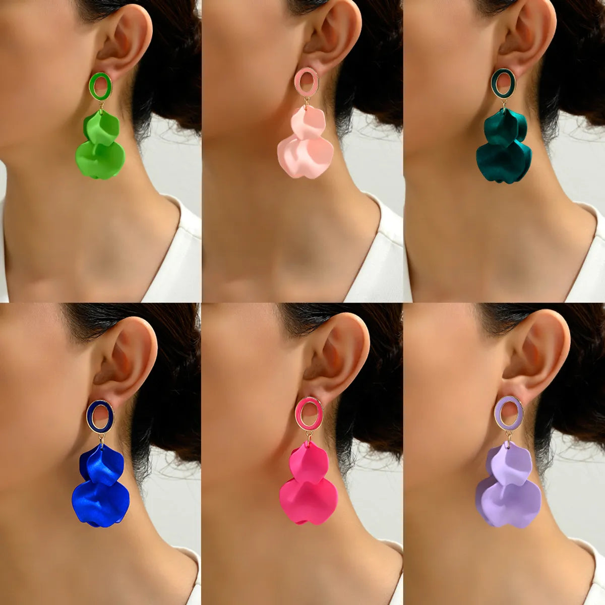 1 Pair Elegant Romantic Sweet Petal Spray Paint Painted Inlay Zinc Alloy Acrylic Dangling Earrings