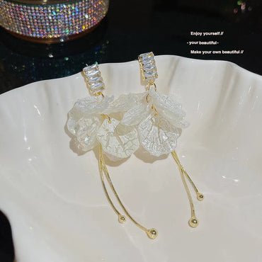 1 Pair Elegant Romantic Sweet Tassel Flower Inlay Copper Zircon Drop Earrings