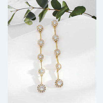 1 Pair Elegant Round Dots Plating Inlay Copper Artificial Pearls Zircon 18k Gold Plated Drop Earrings