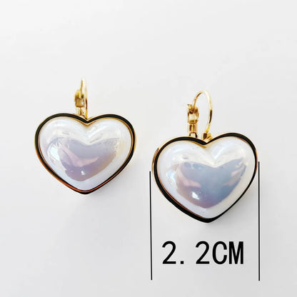 1 Pair Elegant Round Heart Shape Plating Inlay Stainless Steel Titanium Steel Acrylic Earrings