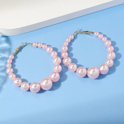 1 Pair Elegant Round Imitation Pearl Earrings