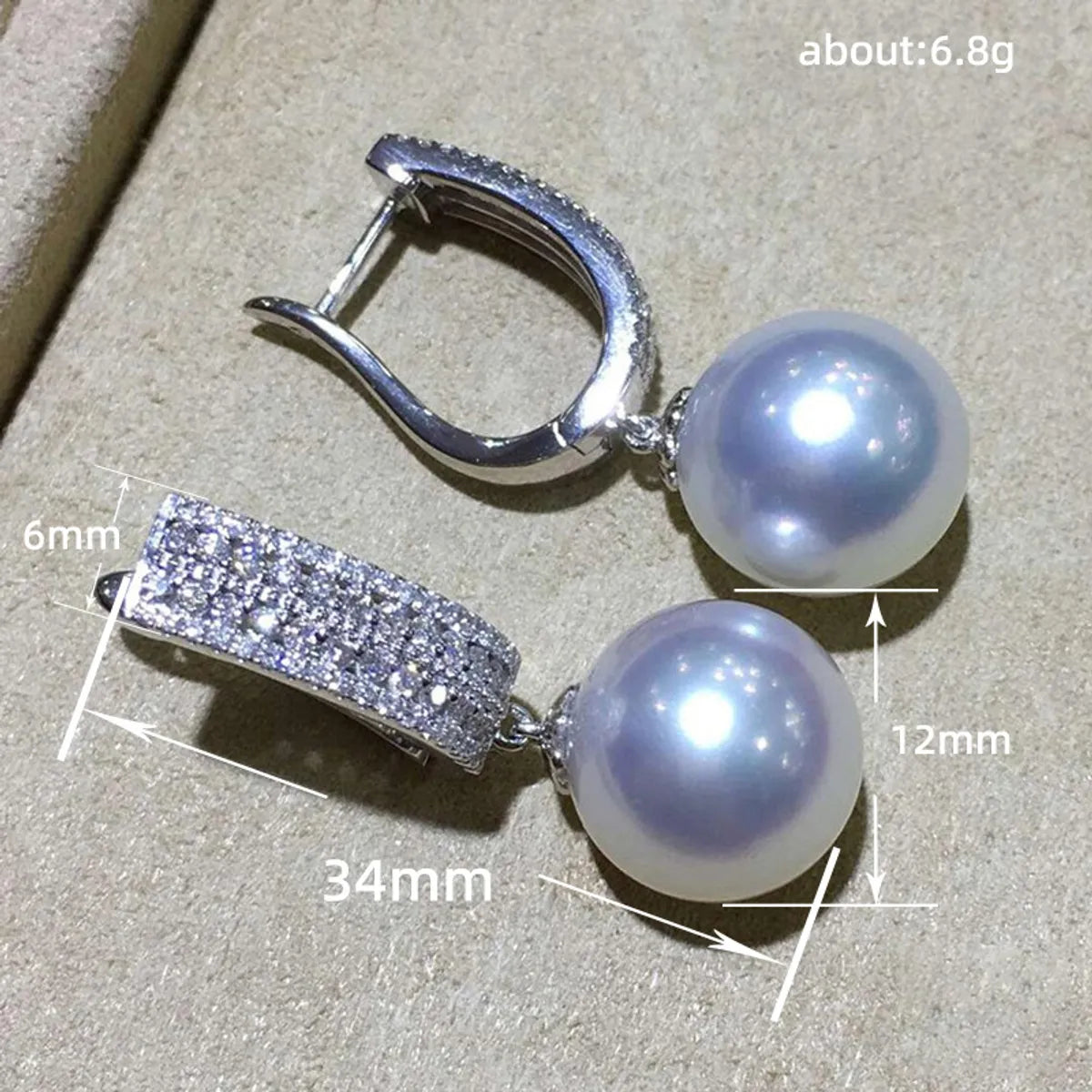 1 Pair Elegant Round Inlay Copper Artificial Pearls Zircon Drop Earrings