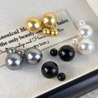 1 Pair Elegant Round Inlay Resin Artificial Pearls Ear Studs