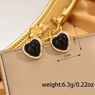 1 Pair Elegant Round Oval Heart Shape Alloy Zinc Ear Studs