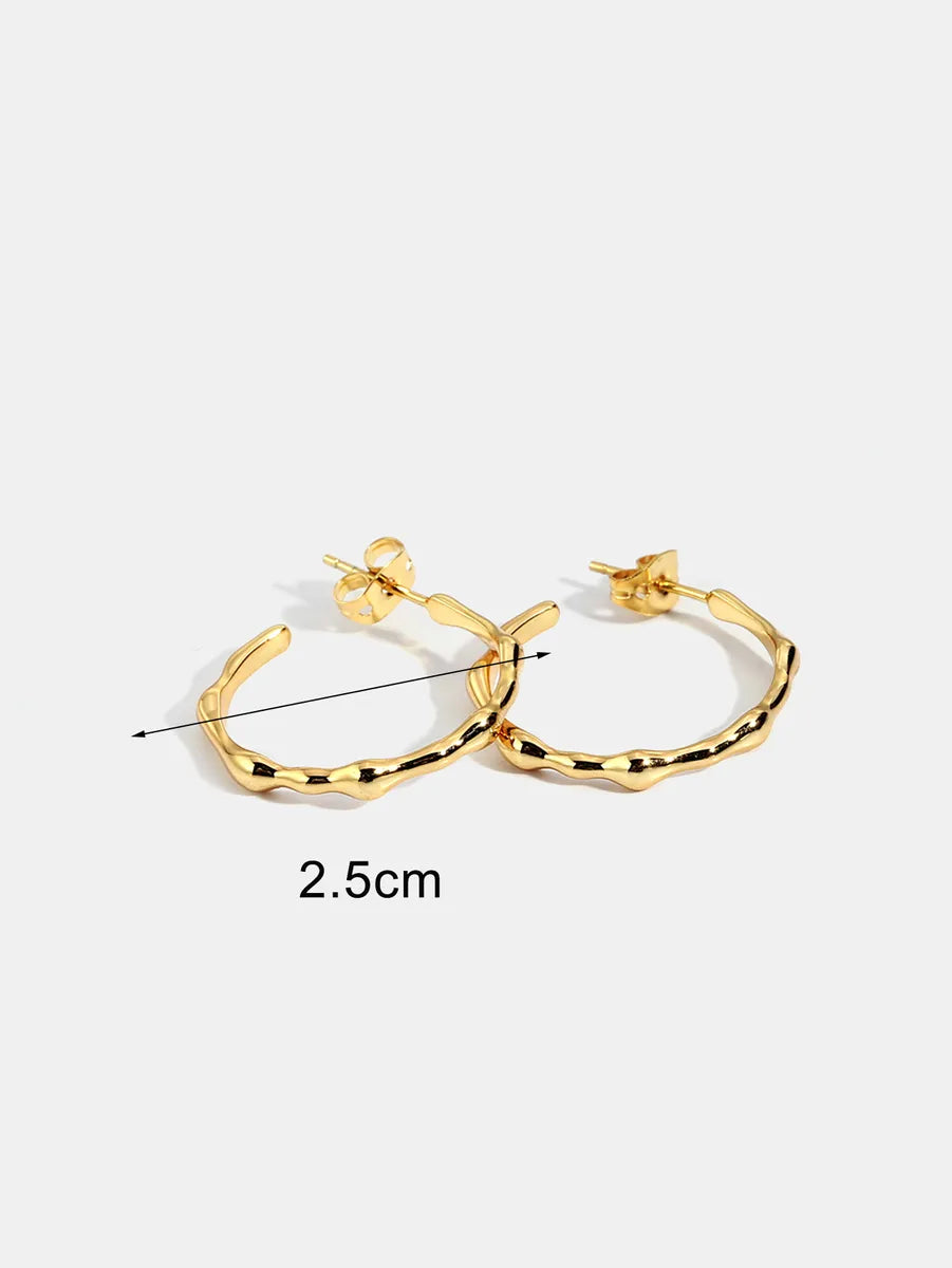 1 Pair Elegant Round Plating Brass 18k Gold Plated Earrings