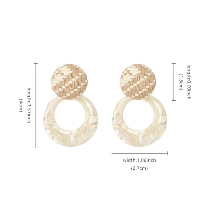 1 Pair Elegant Round Plating Hollow Out Resin Silver Plated Drop Earrings