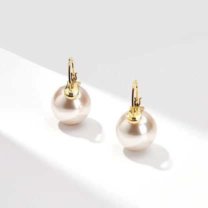 1 Pair Elegant Round Plating Inlay Copper Pearl Drop Earrings