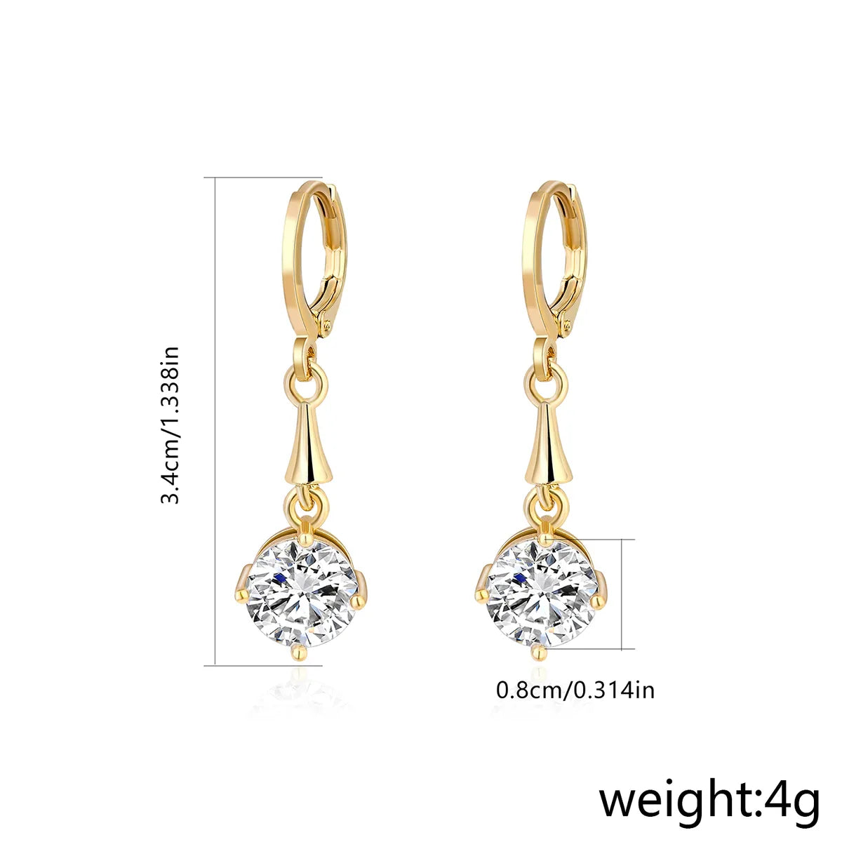 1 Pair Elegant Round Plating Inlay Copper Zircon Gold Plated Drop Earrings