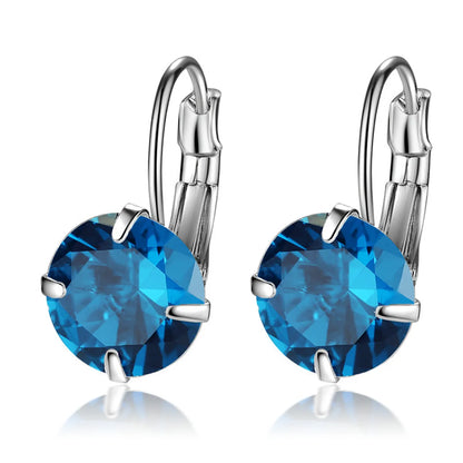 1 Pair Elegant Round Plating Inlay Copper Zircon Silver Plated Earrings