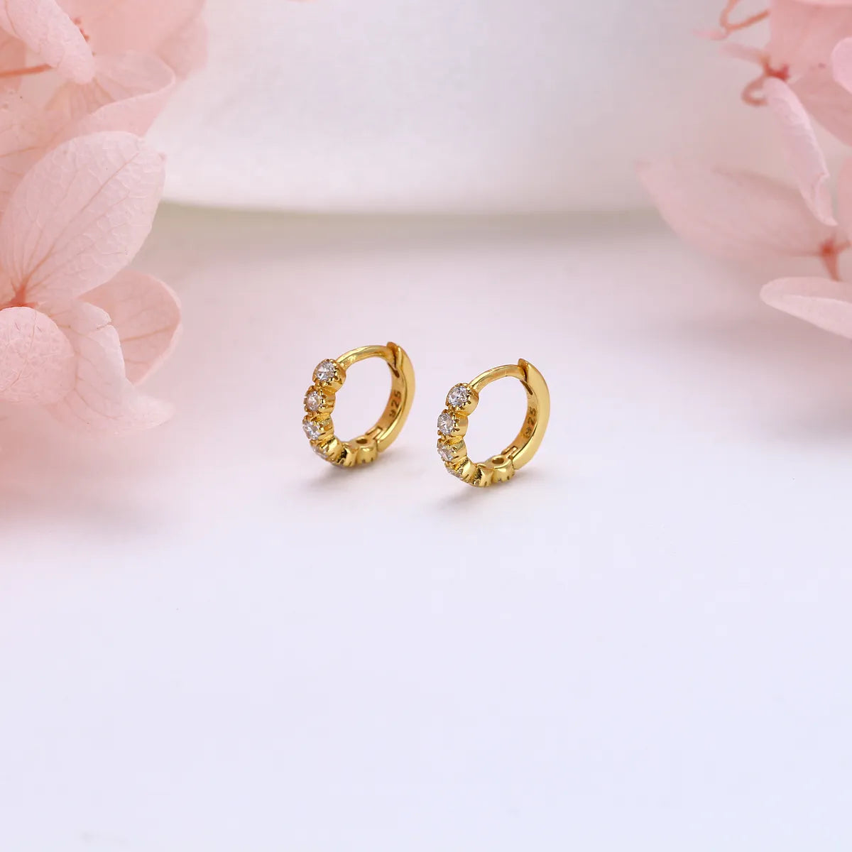 1 Pair Elegant Round Plating Inlay Sterling Silver Zircon White Gold Plated Gold Plated Earrings