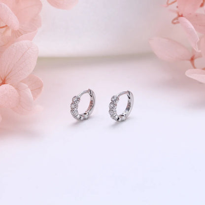 1 Pair Elegant Round Plating Inlay Sterling Silver Zircon White Gold Plated Gold Plated Earrings