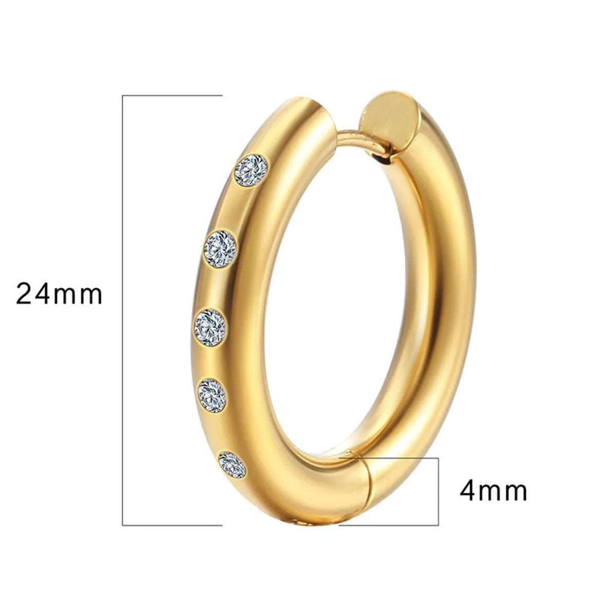 1 Pair Elegant Round Plating Inlay Titanium Steel Diamond 18k Gold Plated Earrings