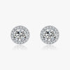 1 Pair Elegant Round Sterling Silver Plating Inlay Zircon Rhodium Plated Ear Studs