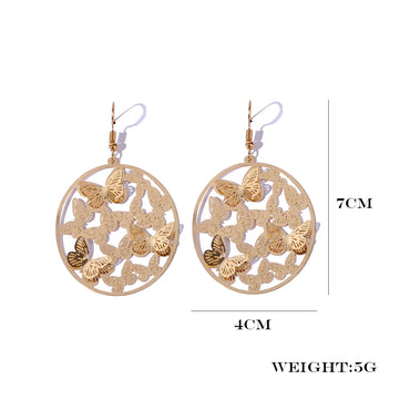 1 Pair Elegant Sexy Butterfly Plating Hollow Out Iron Gold Plated Drop Earrings