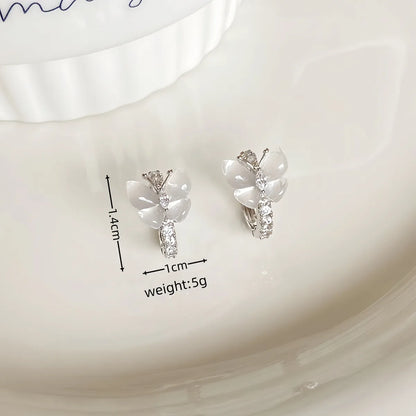 1 Pair Elegant Shiny Butterfly Plating Inlay Copper Zircon Silver Plated Earrings