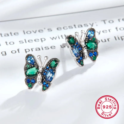 1 Pair Elegant Shiny Butterfly Plating Inlay Sterling Silver Zircon Ear Studs