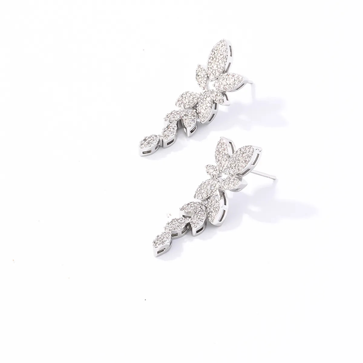 1 Pair Elegant Shiny Flower Plating Inlay Copper Zircon White Gold Plated Gold Plated Ear Studs