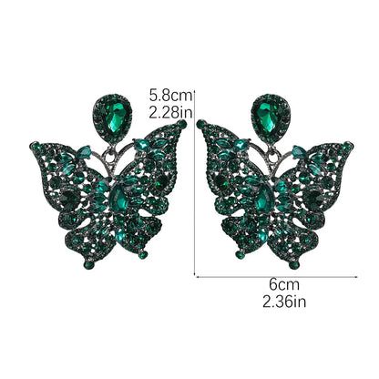 1 Pair Elegant Shiny Geometric Color Block Inlay Alloy Rhinestones Zircon Drop Earrings