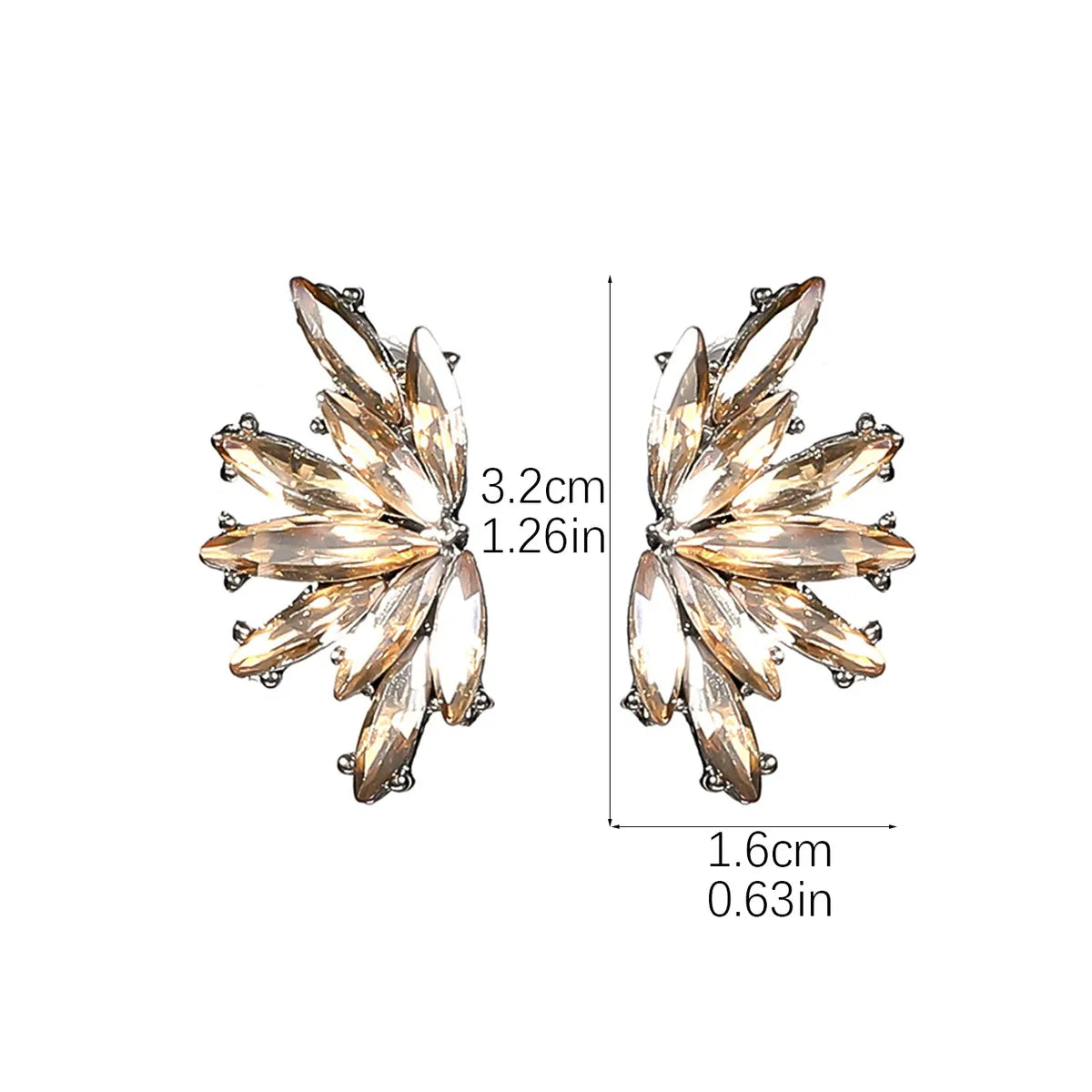 1 Pair Elegant Shiny Geometric Inlay Alloy Rhinestones Zircon Ear Studs