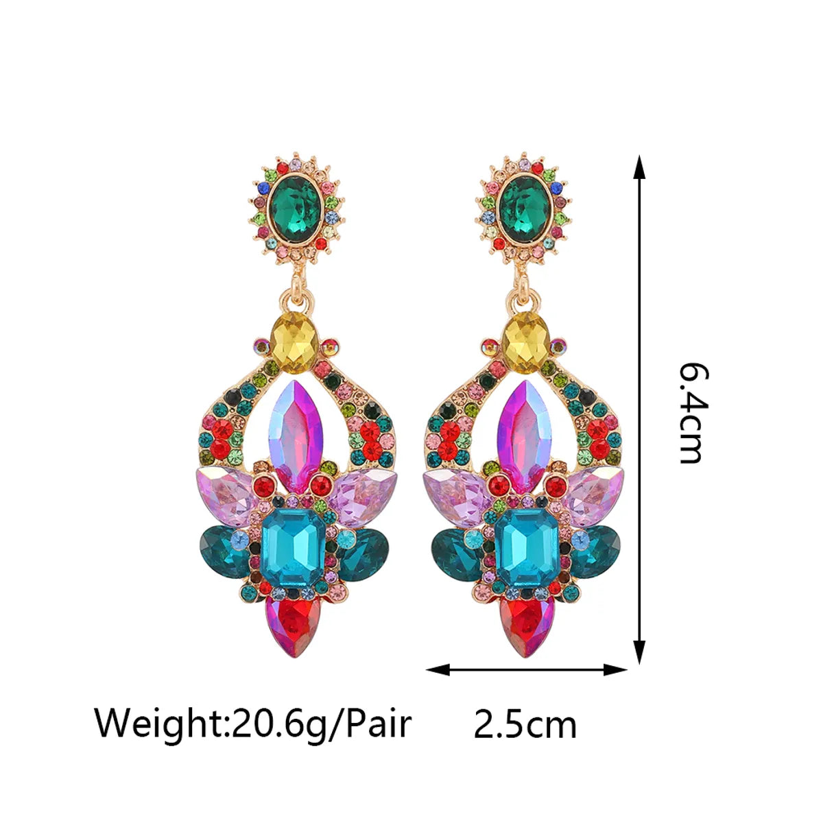 1 Pair Elegant Shiny Geometric Plating Alloy Glass Drop Earrings