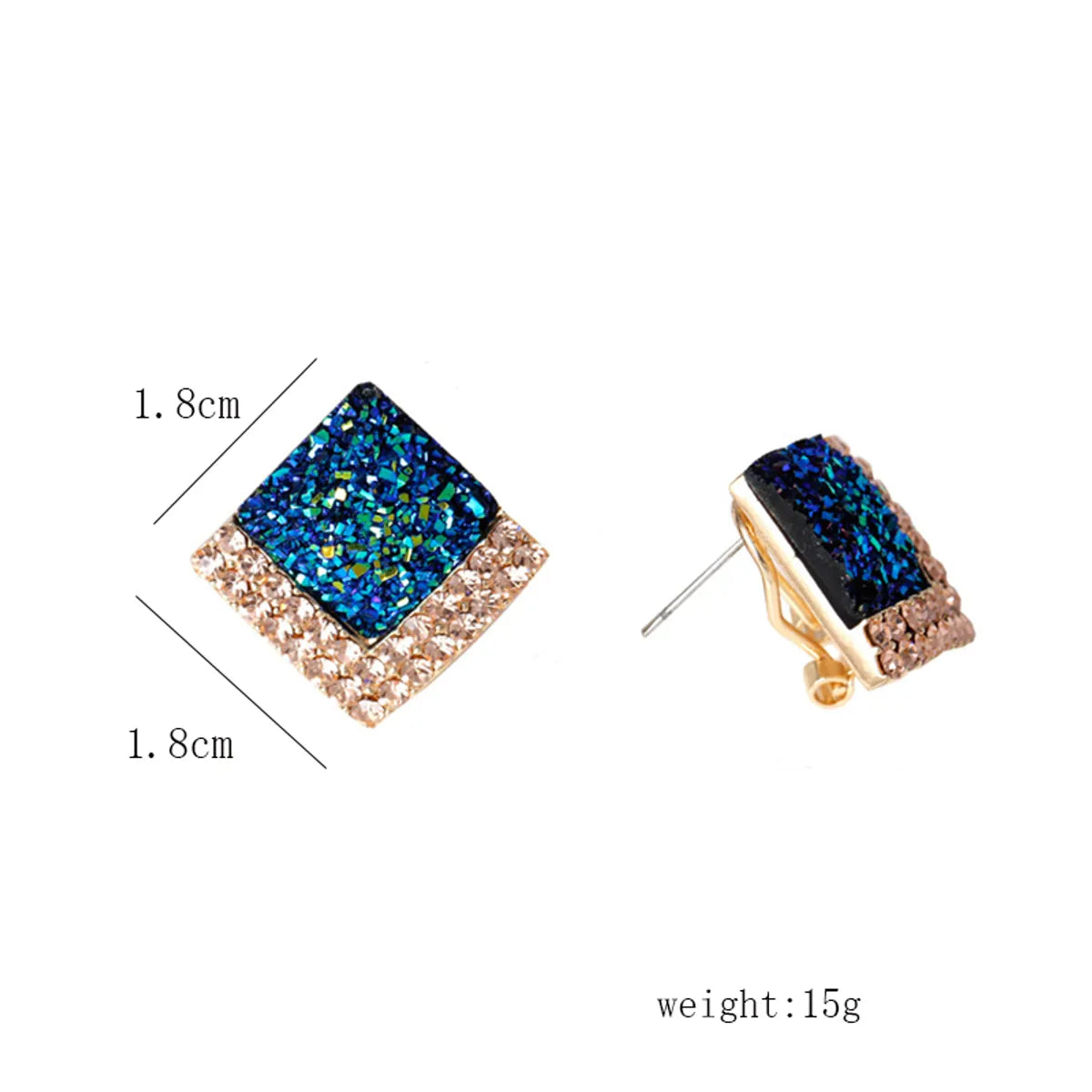 1 Pair Elegant Shiny Rhombus Plating Inlay Alloy Artificial Rhinestones 18k Gold Plated Ear Studs