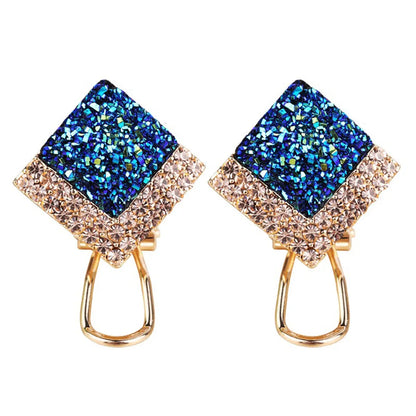 1 Pair Elegant Shiny Rhombus Plating Inlay Alloy Artificial Rhinestones 18k Gold Plated Ear Studs