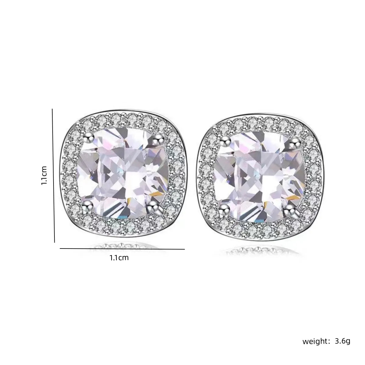 1 Pair Elegant Shiny Round Square Heart Shape Inlay Copper Zircon Ear Studs