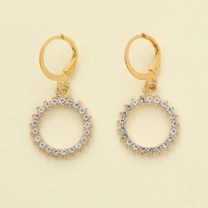 1 Pair Elegant Shiny Star Owl Alloy Zircon Drop Earrings