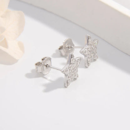 1 Pair Elegant Shiny Star Plating Inlay Sterling Silver Zircon White Gold Plated Ear Studs