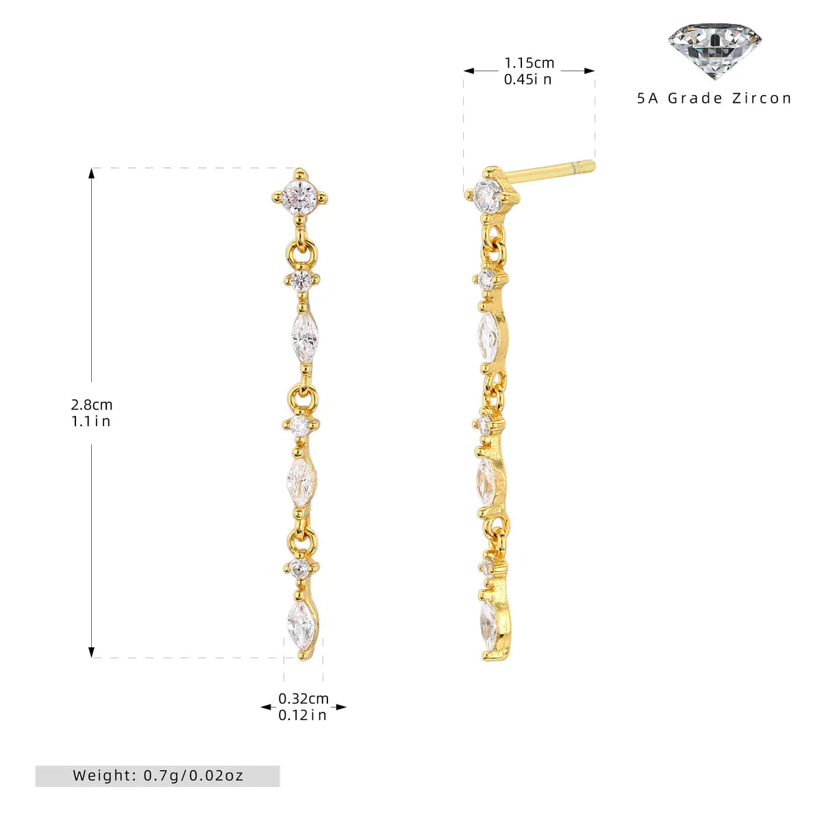 1 Pair Elegant Shiny Tassel Sterling Silver Plating Inlay Zircon White Gold Plated Gold Plated Drop Earrings