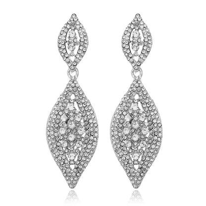 1 Pair Elegant Shiny Water Droplets Inlay Alloy Artificial Diamond Ear Clips