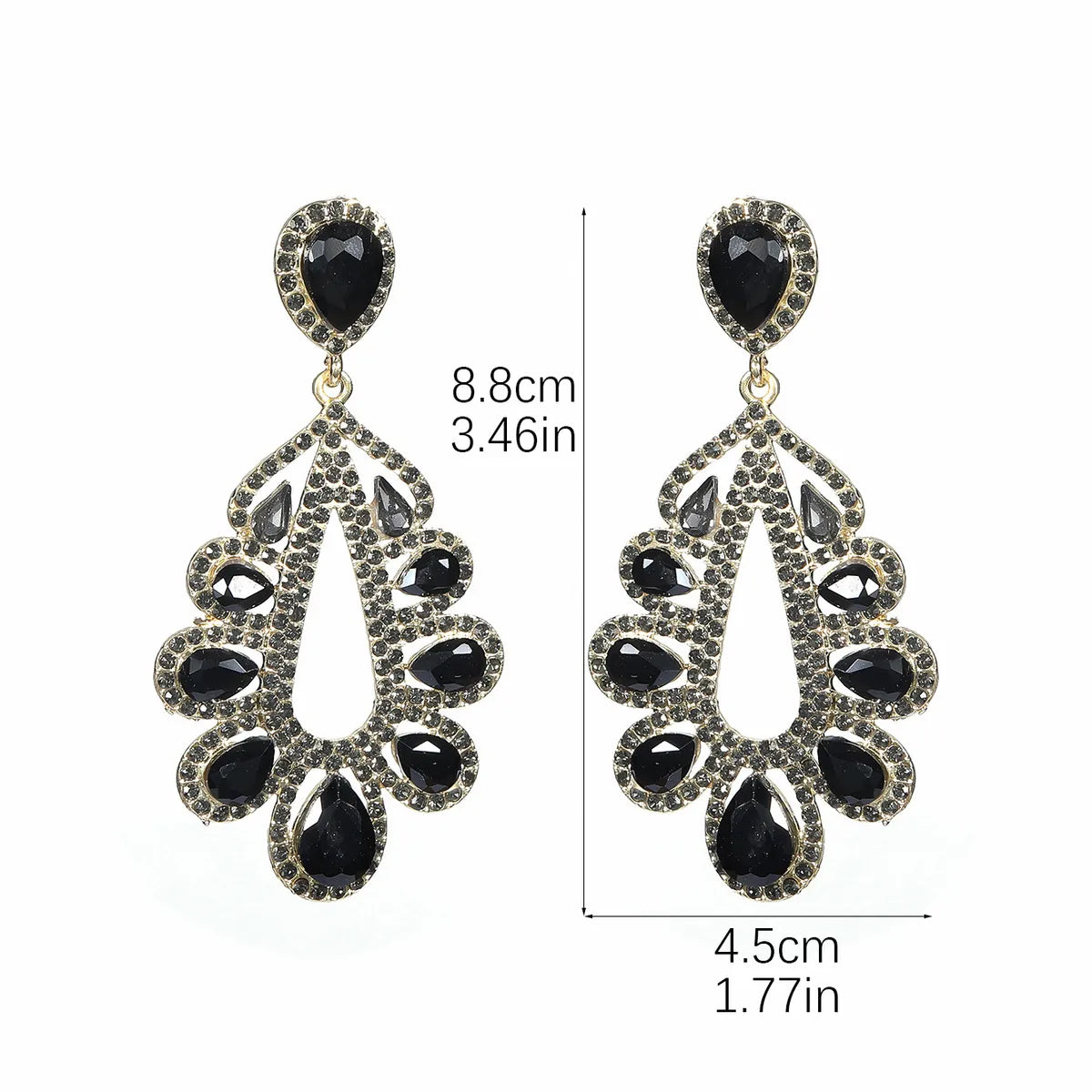 1 Pair Elegant Shiny Water Droplets Inlay Alloy Rhinestones Zircon Drop Earrings