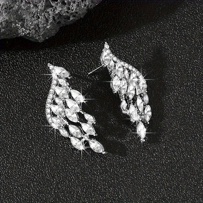 1 Pair Elegant Shiny Wings Alloy Ear Studs