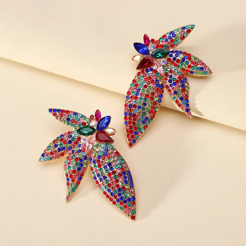 1 Pair Elegant Shiny Wings Plating Inlay Alloy Glass Ear Studs