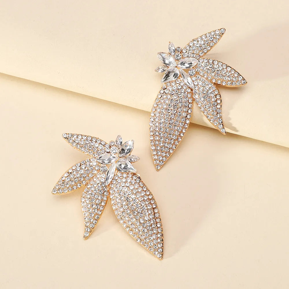 1 Pair Elegant Shiny Wings Plating Inlay Alloy Glass Ear Studs