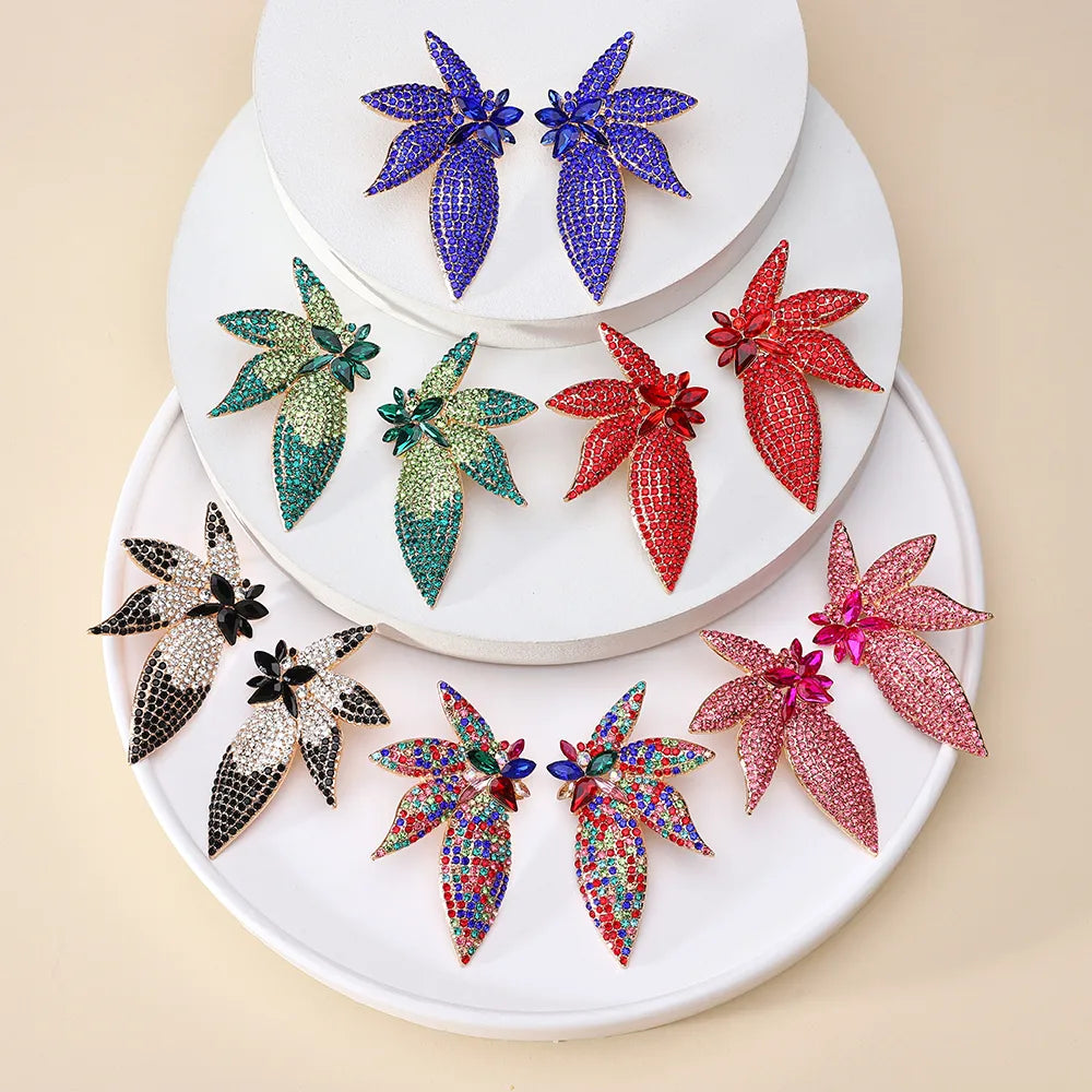 1 Pair Elegant Shiny Wings Plating Inlay Alloy Glass Ear Studs