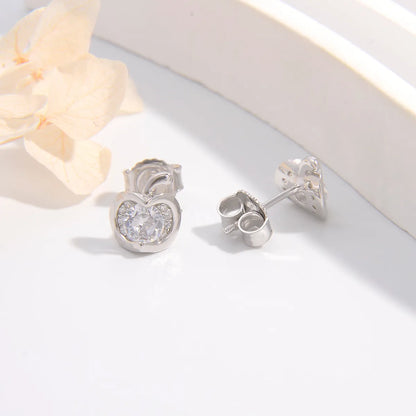 1 Pair Elegant Simple Style Apple Plating Inlay Sterling Silver Zircon White Gold Plated Rhodium Plated Ear Studs